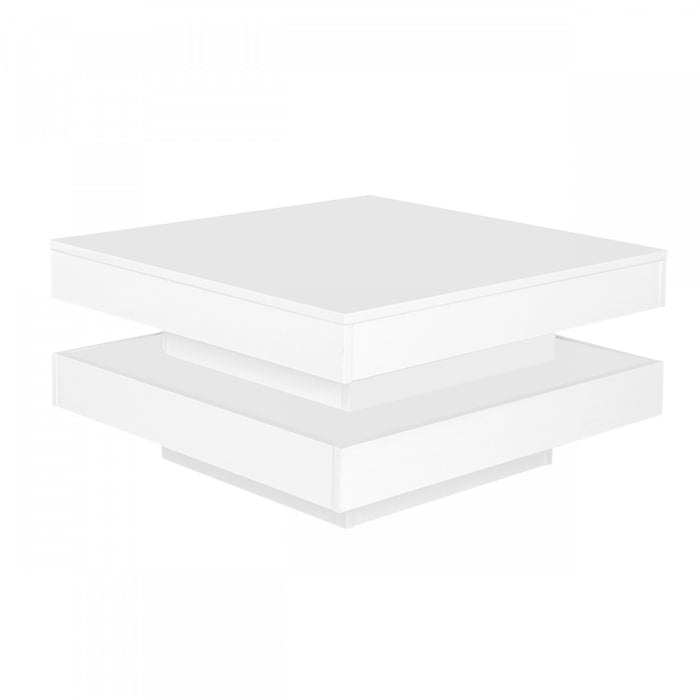 Ryan Rotating Coffee Table with LED Lighting and 360° Swivel Top,White