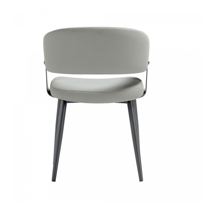 Luce Modern Textured Vegan Leather Metal Dining Chair in Stone Gray - Set of 4