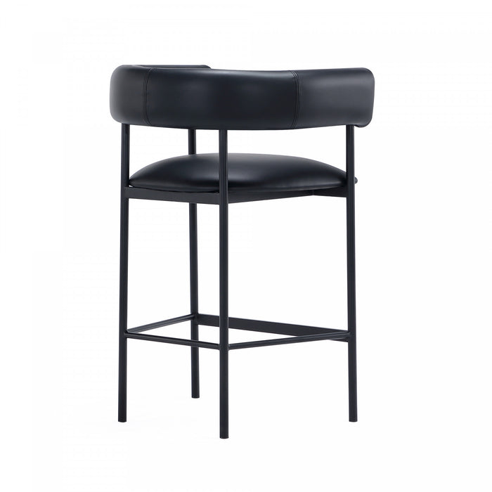 Onda Contemporary Vegan Leather Metal Counter Stool in Black