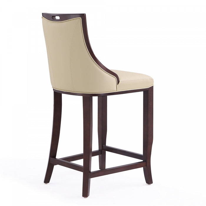 Emperor Traditional Wood Upholstered Barstool in Cream - Set of 2