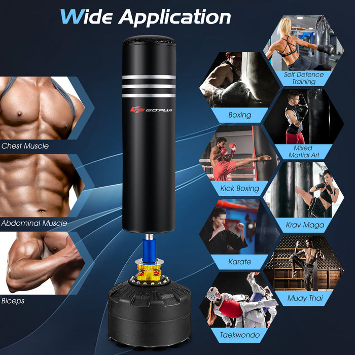 Goplus 70\" 220lbs Freestanding Punching Boxing Bag W/12 Suction Cup Base Shock Absorber