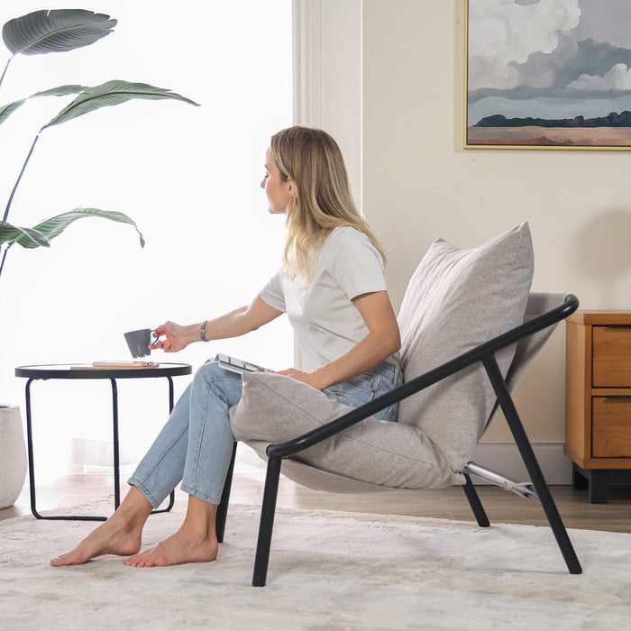 Ada Metal Frame Sling Accent Chair with Cushions - Black