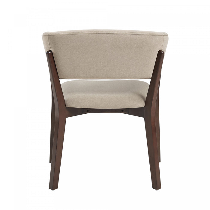 Blake Modern Faux Mohair Wood Armchair in Natural - Set of 4 Dining Chair