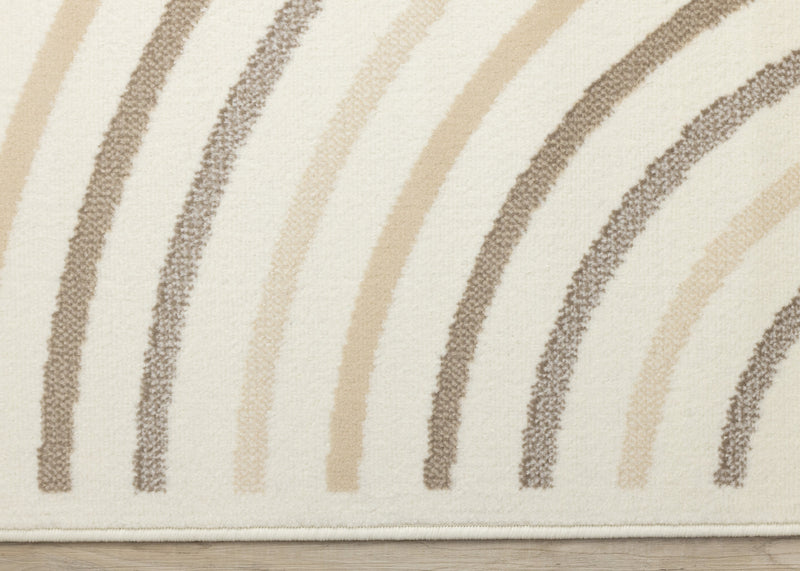 Florence Cream Beige Brown Curved Lines Design Rug, 4'7\" x 6'7\" Indoor Area Rug