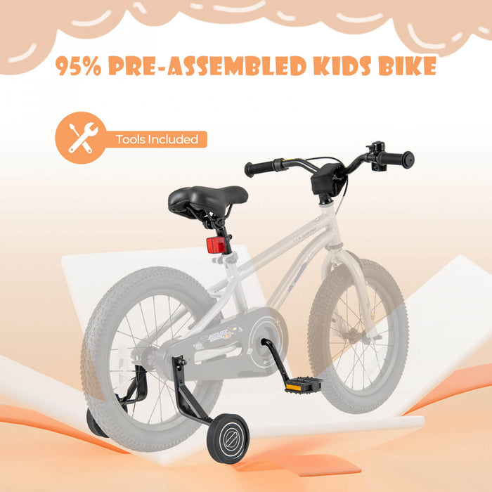 Costway 16-inch Kid's Bike For 4-7 Years Old With Adjustable Saddle & Anti-slip Handlebar Silver