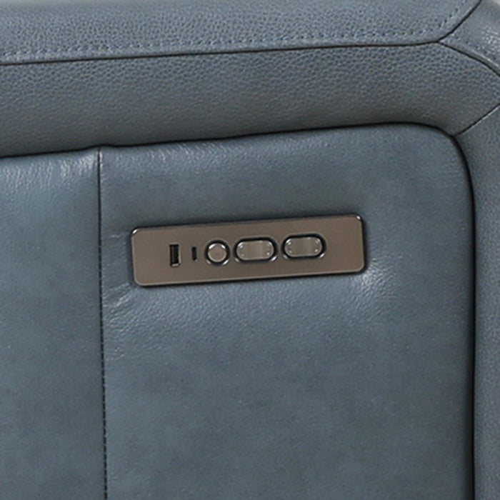 Bellamy 37 in. Leather Match Power Glider Recliner with Adjustable Headrest and USB - Blue