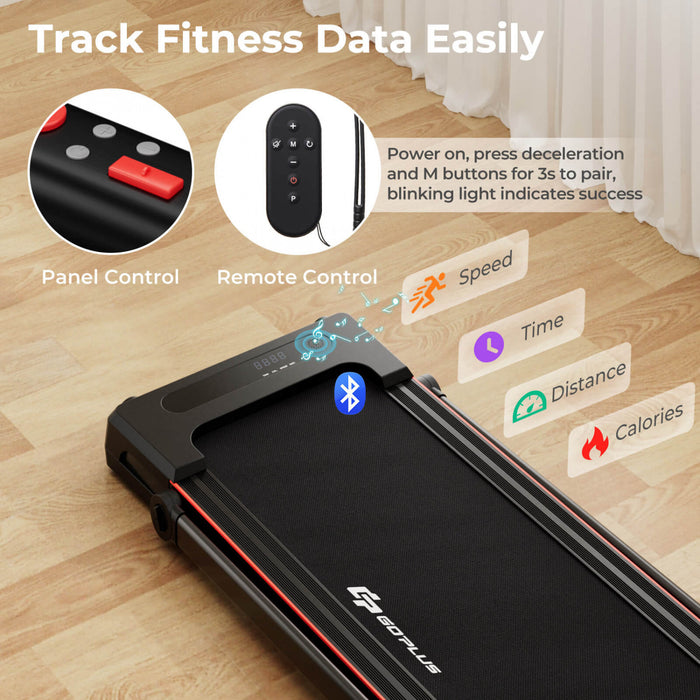 Goplus 3-in-1 Foldable Treadmill With Removable Desk Workstation Remote Control Black