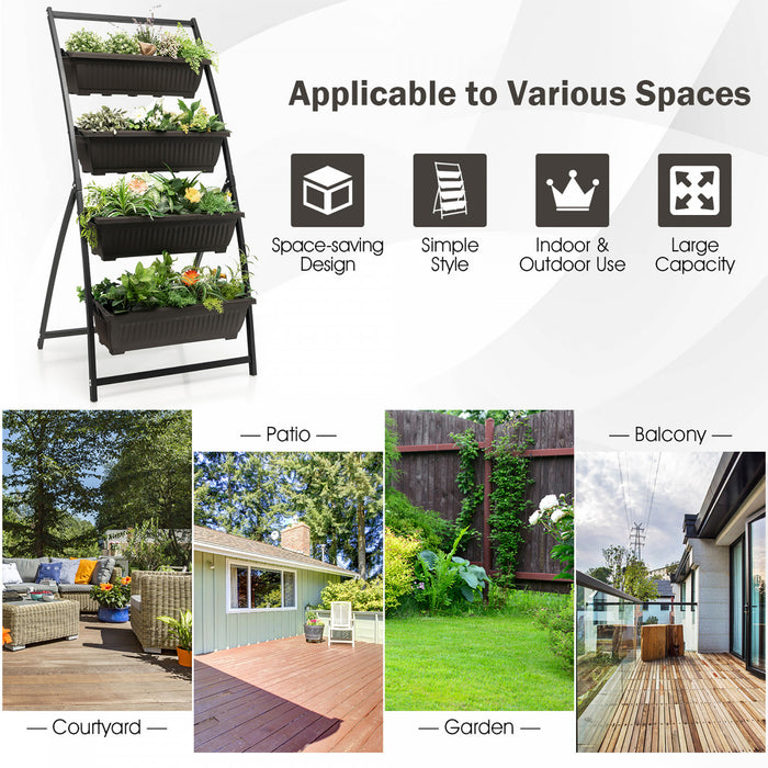 Costway 2pcs 5 Ft 4-tier Vertical Raised Garden Bed Elevated Planter W/4 Container Boxes