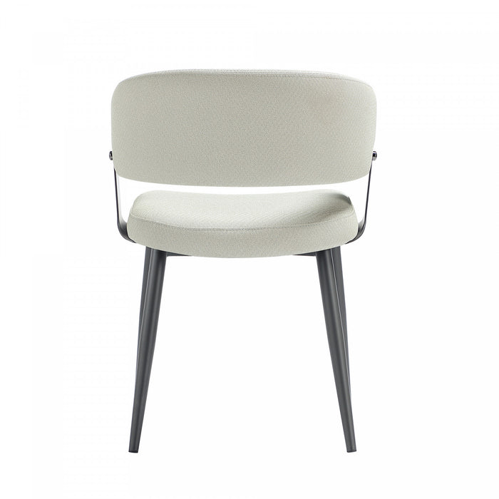 Luce Modern Textured Vegan Leather Metal Dining Chair in Oatmeal - Set of 4