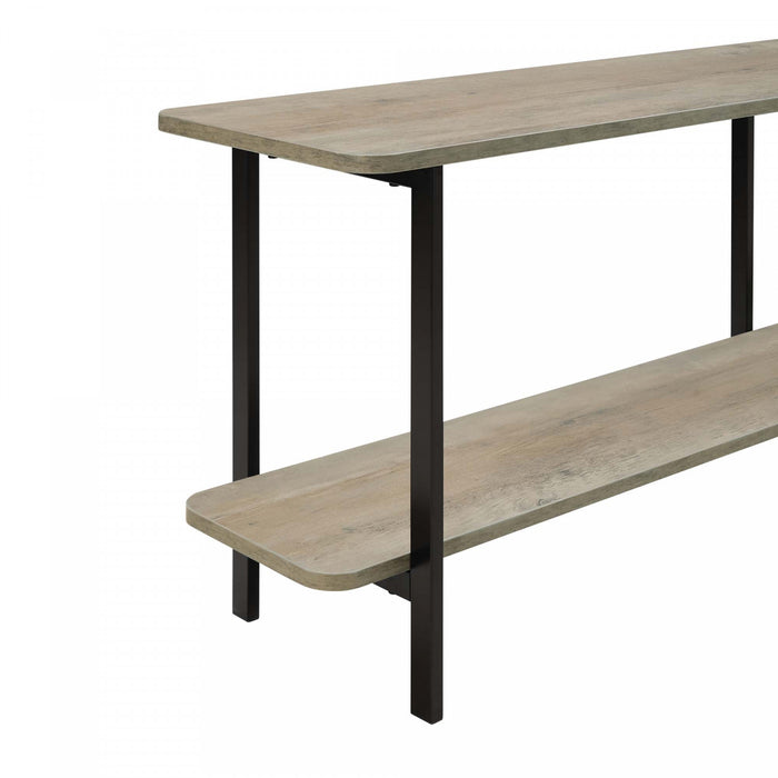 Celine Contemporary Modern 71\" Console Table in Rustic Gray (2-Shelf)