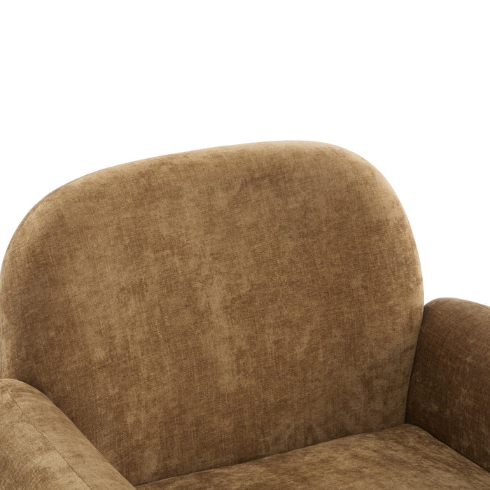 Audrey Solid Wood Ergonomic Accent Armchair with Fabric Upholstery,Khaki Accent Chair