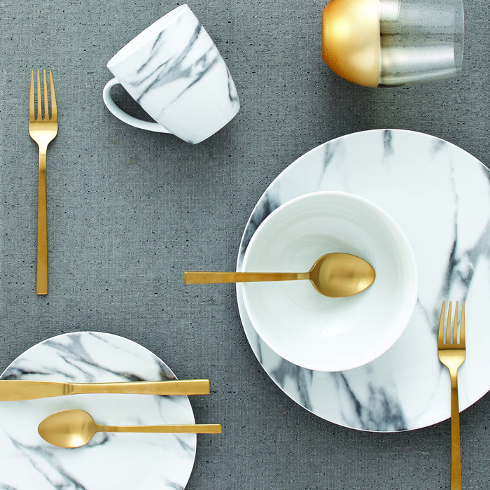 16-Piece Marble Porcelain Dinnerware Set for 4