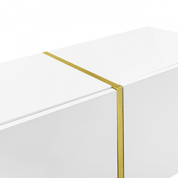 Frances Modern Tv Stand With 4 Doors,high-gloss White Tv Stand