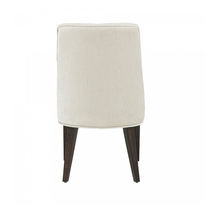 Beever Modern Chenille Wood Dining Chair in Cream - Set of 4