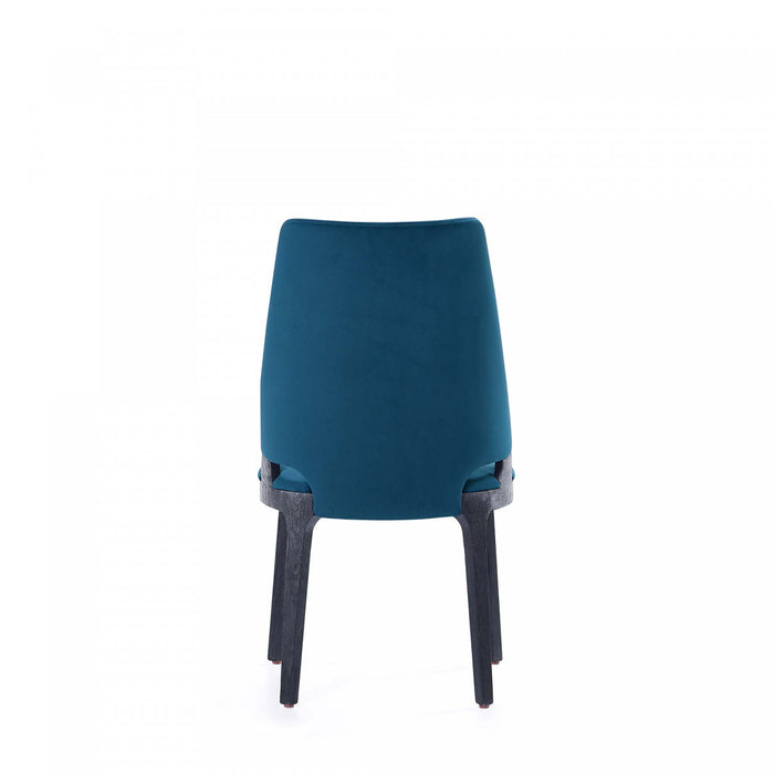 Kara Modern Wood Upholstered Dining Chair in Blue - Set of 2