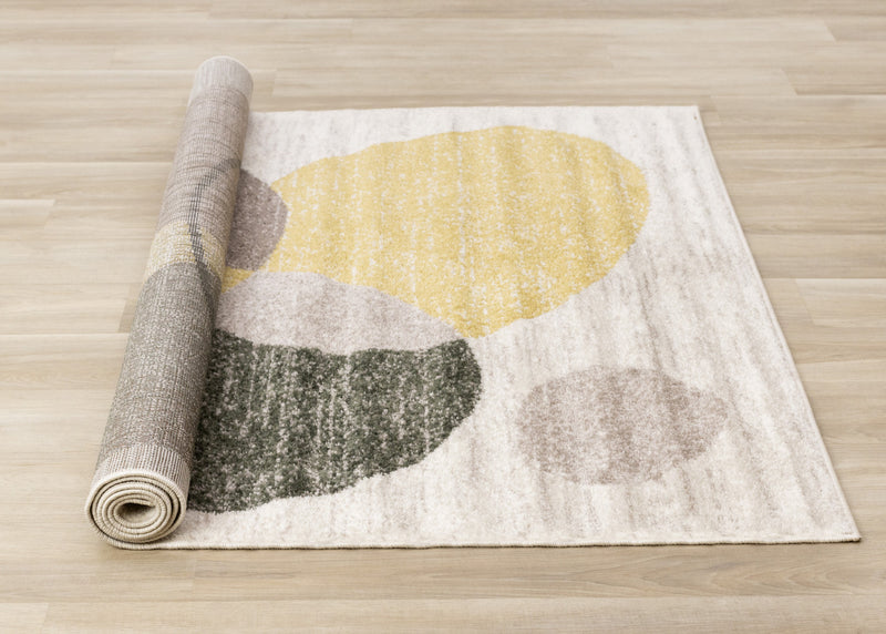 Marley Green Yellow Taupe Geometric Area Rug - 5'3\" x 7'7\"