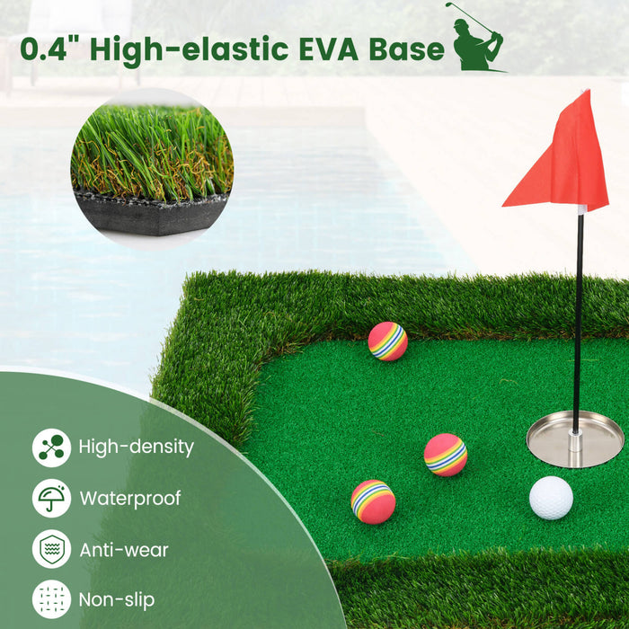 Costway Rectangular Floating Golf Green For Pool Includes Golf Hitting Mat 6 Golf Balls