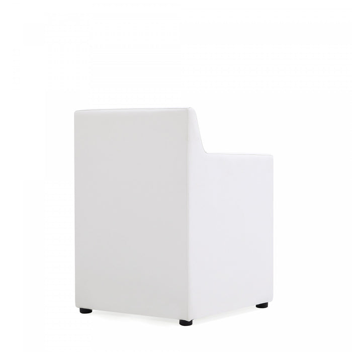 Anna Square Modern Vegan Leather Armchair in White - Set of 2