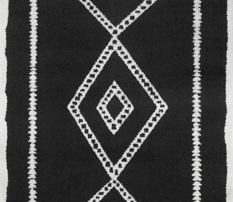 Zelda Contemporary 2'3\" x 7'6\" Runner Rug in Black Indoor Area Rug