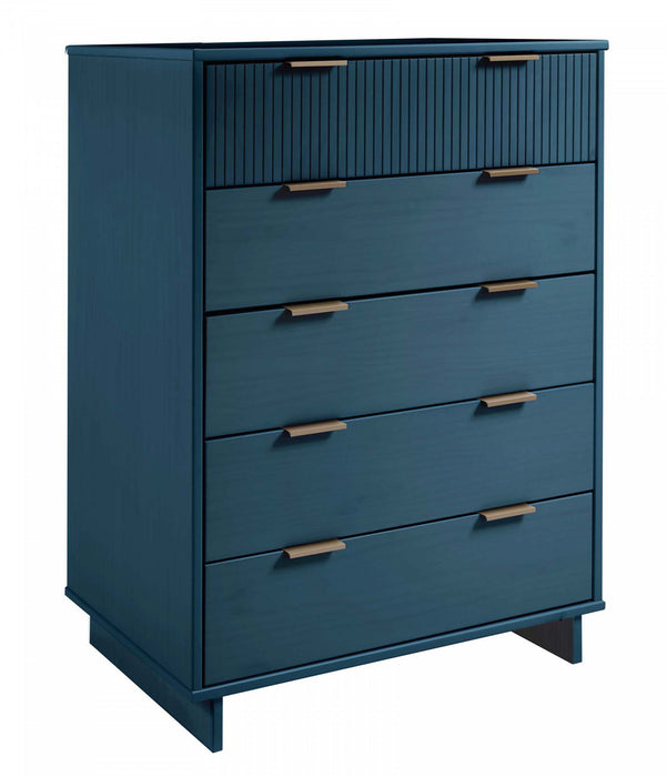 Granville Modern 38\" Chest in Midnight Blue (5-Drawer)