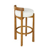 Elise Modern Round Seat Rubberwood Bar Stool Set of 2 with Curved Back Support and Sherpa Upholstery,White | Elise – Lot de 2 tabourets de bar modernes a assise ronde en bois d’hevea avec dossier incurve de soutien et revetement en sherpa, couleur blanche
