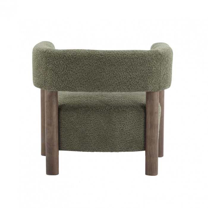 Evelyn Accent Arm Chair with Comfortable Seating and Boucle Upholstery,Olive Green Accent Chair