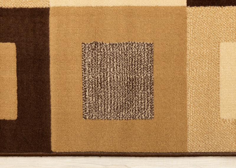 Florence Brown Beige Layered Squares Rug, 7'9\" x 10'6\" Indoor Area Rug