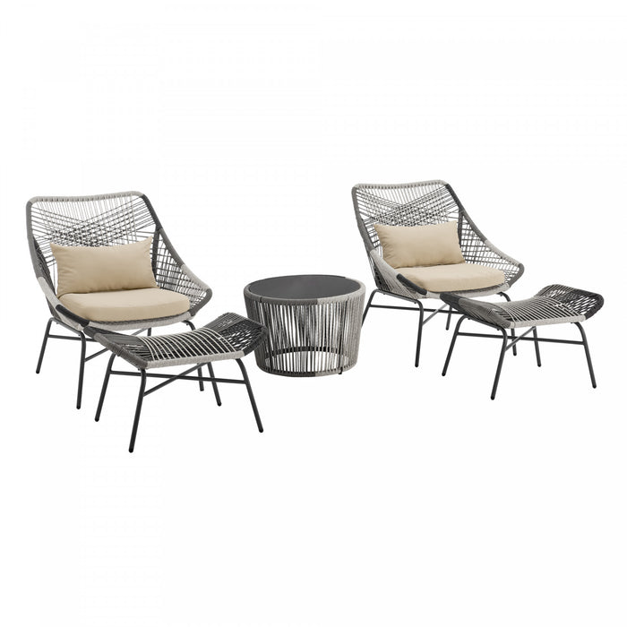 Ashland Modern 5-Piece Conversation Set in Cream