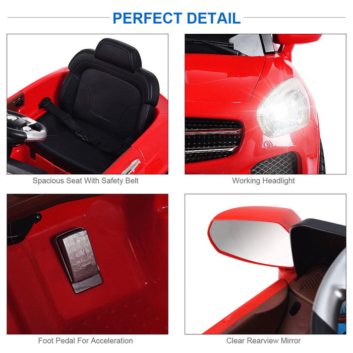 Costway 6v Kids Ride On Car Rc Remote Control Battery Powered W/ Led Lights Mp3 Red