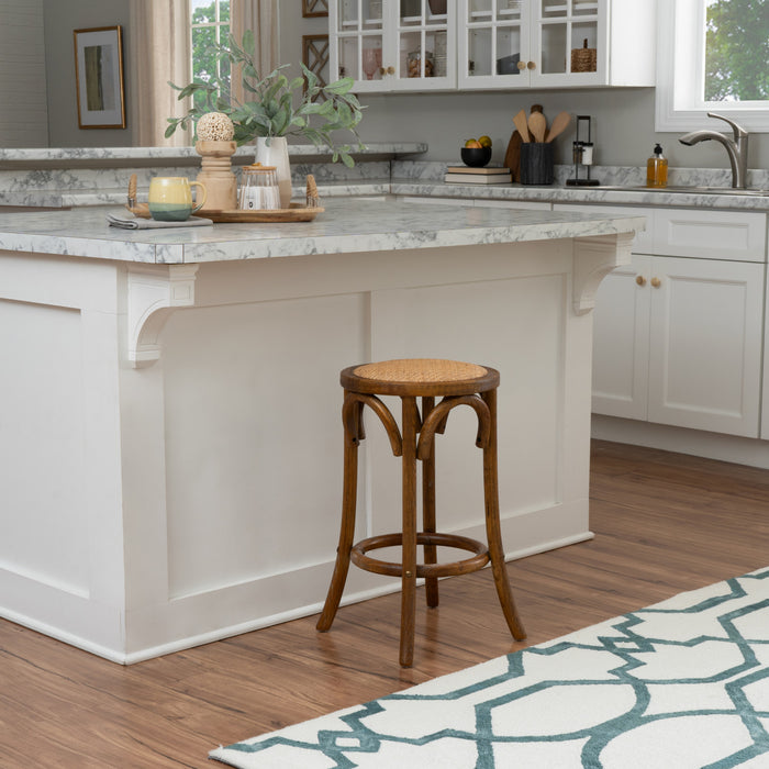 Rae Backless Rattan Counter-Height Stool - Walnut