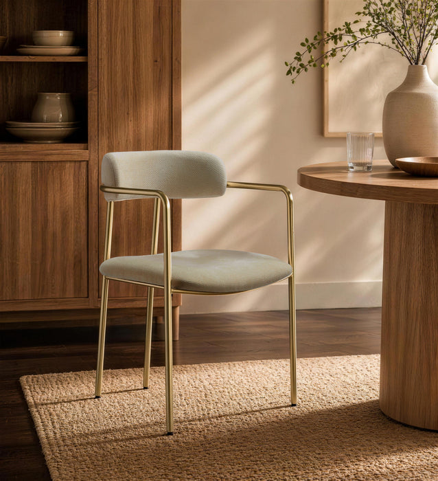 Serene Mid-Century Modern Metal Upholstered Dining Chair in Taupe