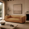Lukas Contemporary Modern 89" Upholstered Sofa in Camel | Canape contemporain moderne Lukas 89" en tissu, coloris camel