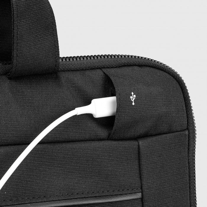 Swissdigital Bolligen 14\" Laptop Sleeve Bag – USB Charging, Water-Repellent, Add-A-Bag System, Padded Protection, Travel