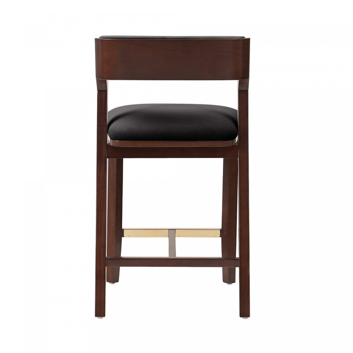 Patricia Modern Wood Upholstered Counter Stool in Black - Set of 2