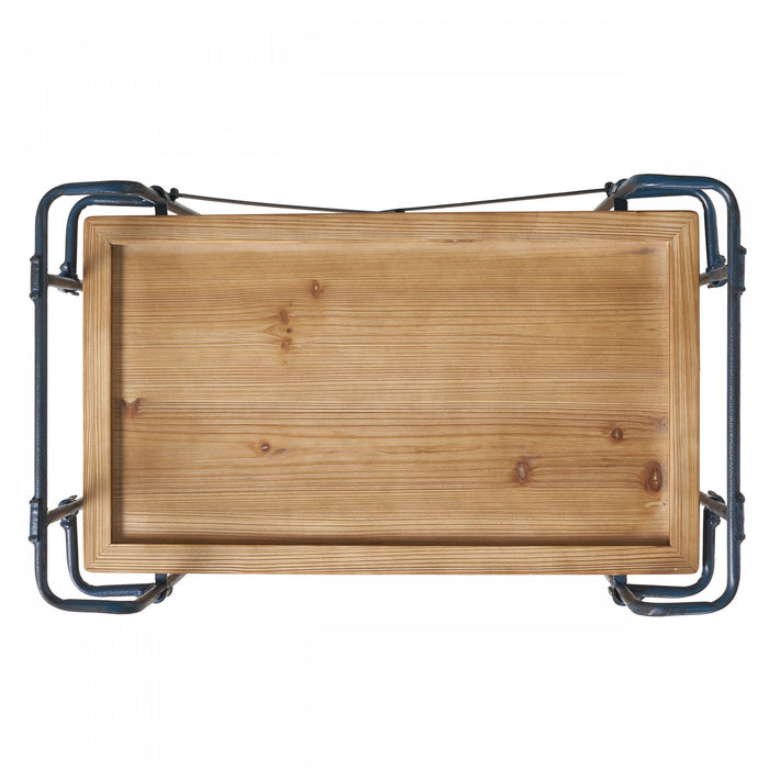 Daniel Wood And Metal Bar Cart With 2-tier Mobile Serving Storage, Antique Black