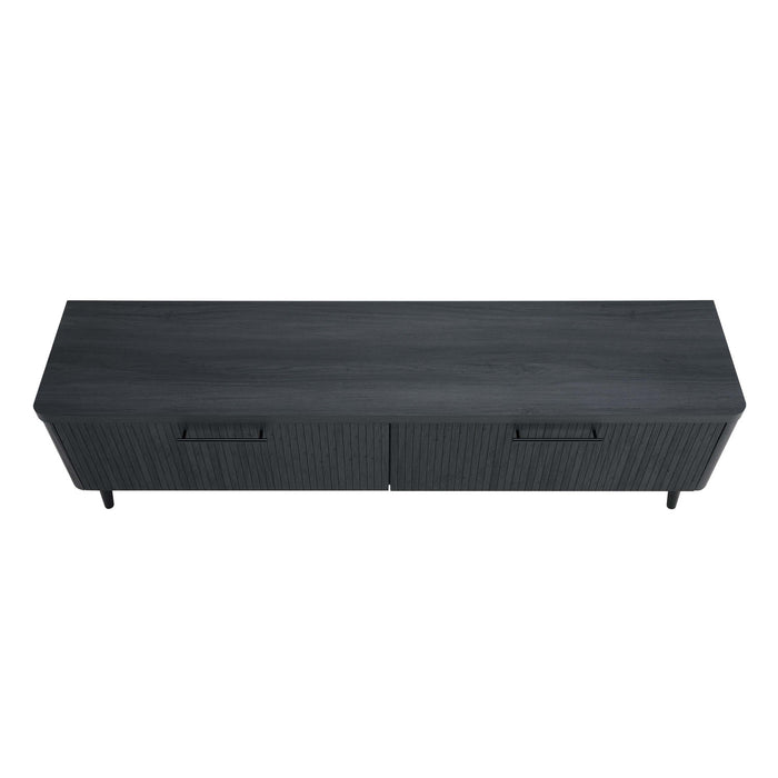 Jodie Mid-Century Modern 69\" Fluted TV Stand in Charcoal Gray