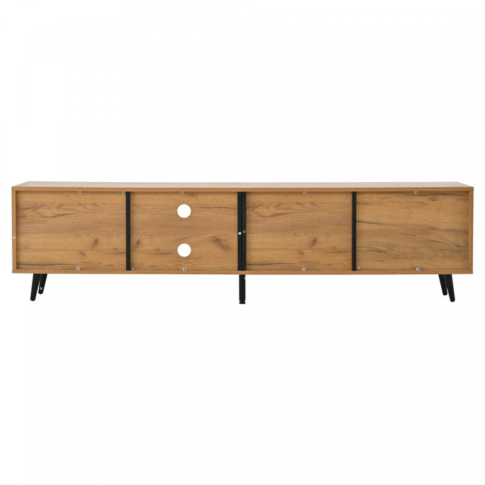 Nathan TV Stand Media Console with 3 Doors and Open Shelving,Natural