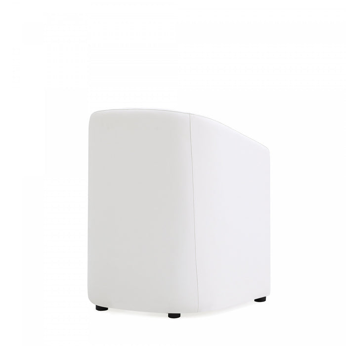 Anna Round Modern Vegan Leather Armchair in White - Set of 2