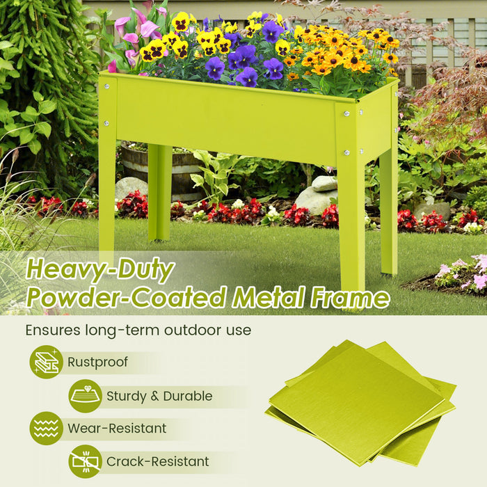 Costway 24\" Raised Garden Bed With Legs Metal Elevated Planter Box Drainage Hole Backyard Green