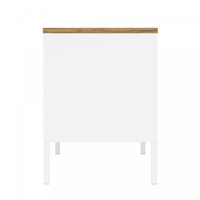 Landen Modern 47\" Metal Storage Cabinet in White Armoire