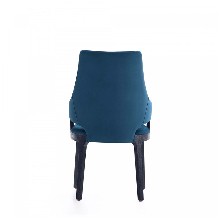 Kara Modern Wood Upholstered Dining Chair in Blue