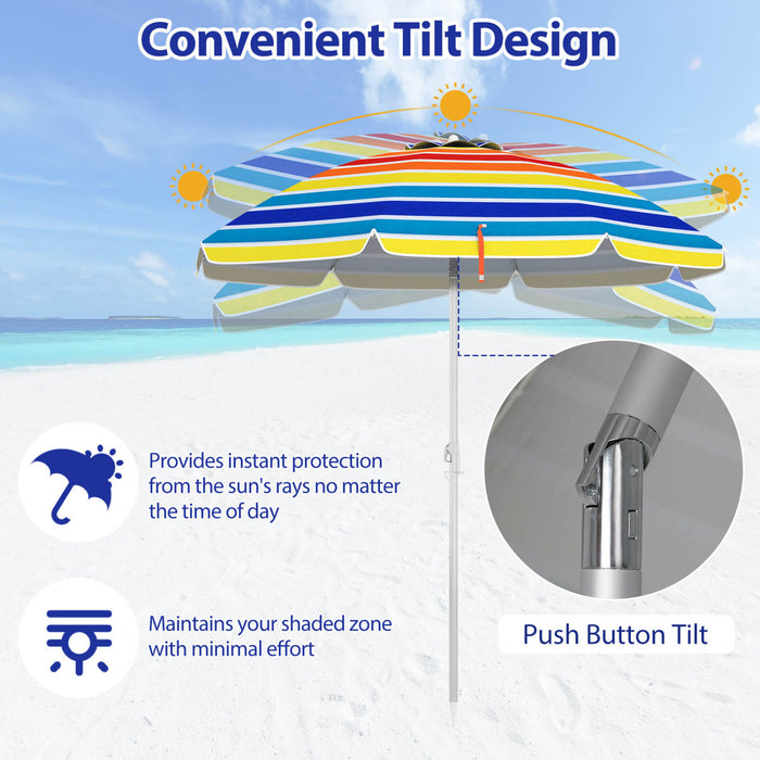 Costway 6.5 FT Patio Beach Umbrella Sun Shade Tilt Aluminum Sports Portable Carry Bag