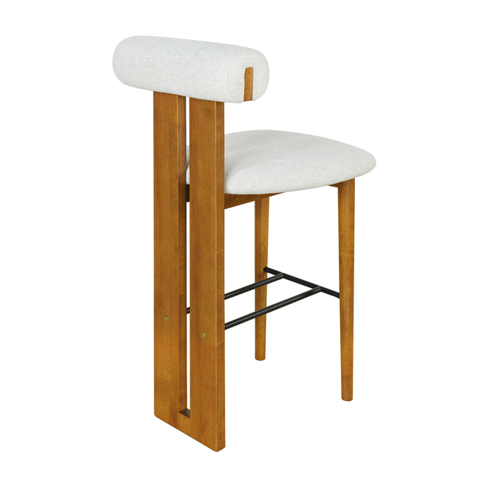 Sophia Indoor Modern Rubberwood Bar Stool Set of 4 with Supportive Backrest,Ivory&Walnut