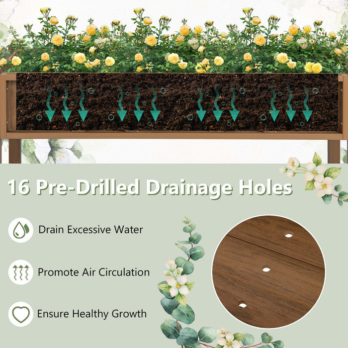 Costway Hips Raised Garden Bed Poly Wood Elevated Planter Box With Legs, Storage Shelf Coffee