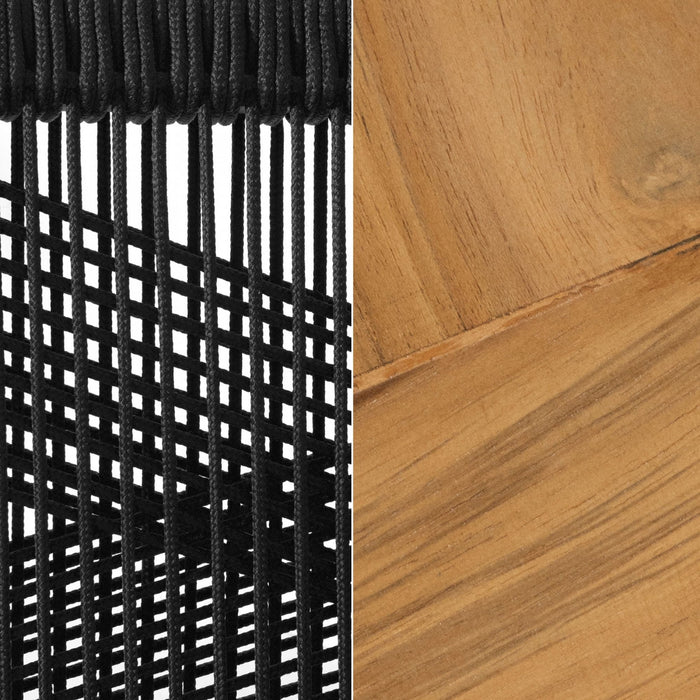 Agave Woven Rope & Teak Dining Chair Set of 2 - Black & Natural