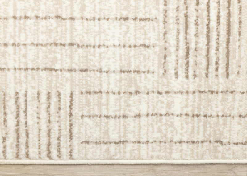 Florence Brown Cream Geometric Linework Design Rug, 5'3\" x 7'4\" Indoor Area Rug
