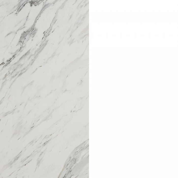 Myro Kitchen Island With Door And Drawers - Faux White Marble And White 