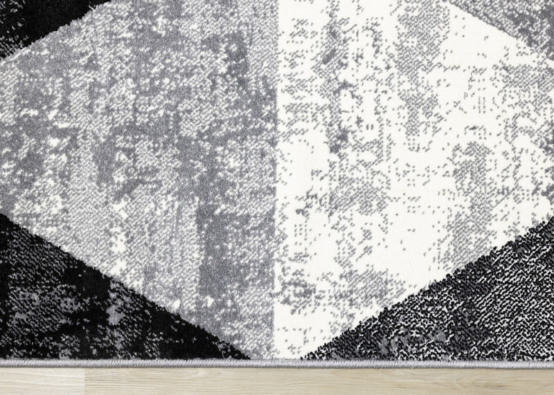 Covington Black White Grey Distressed Geometric Triangle Rug, 5'3\" x 7'7\" Indoor Area Rug