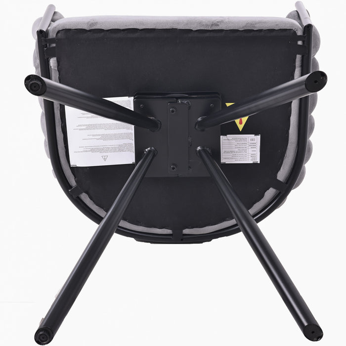 Amelia Velvet Swivel Dining Chairs with Tufted Upholstered and Metal Legs Set of 6, Grey