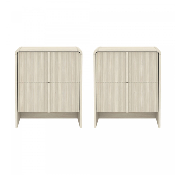 Novara Contemporary 22\" Nightstand in Whitewashed Oak (2-Drawer)